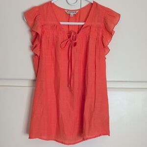 Nanette By Nanette Lepore Bright Coral Ruffle Blouse